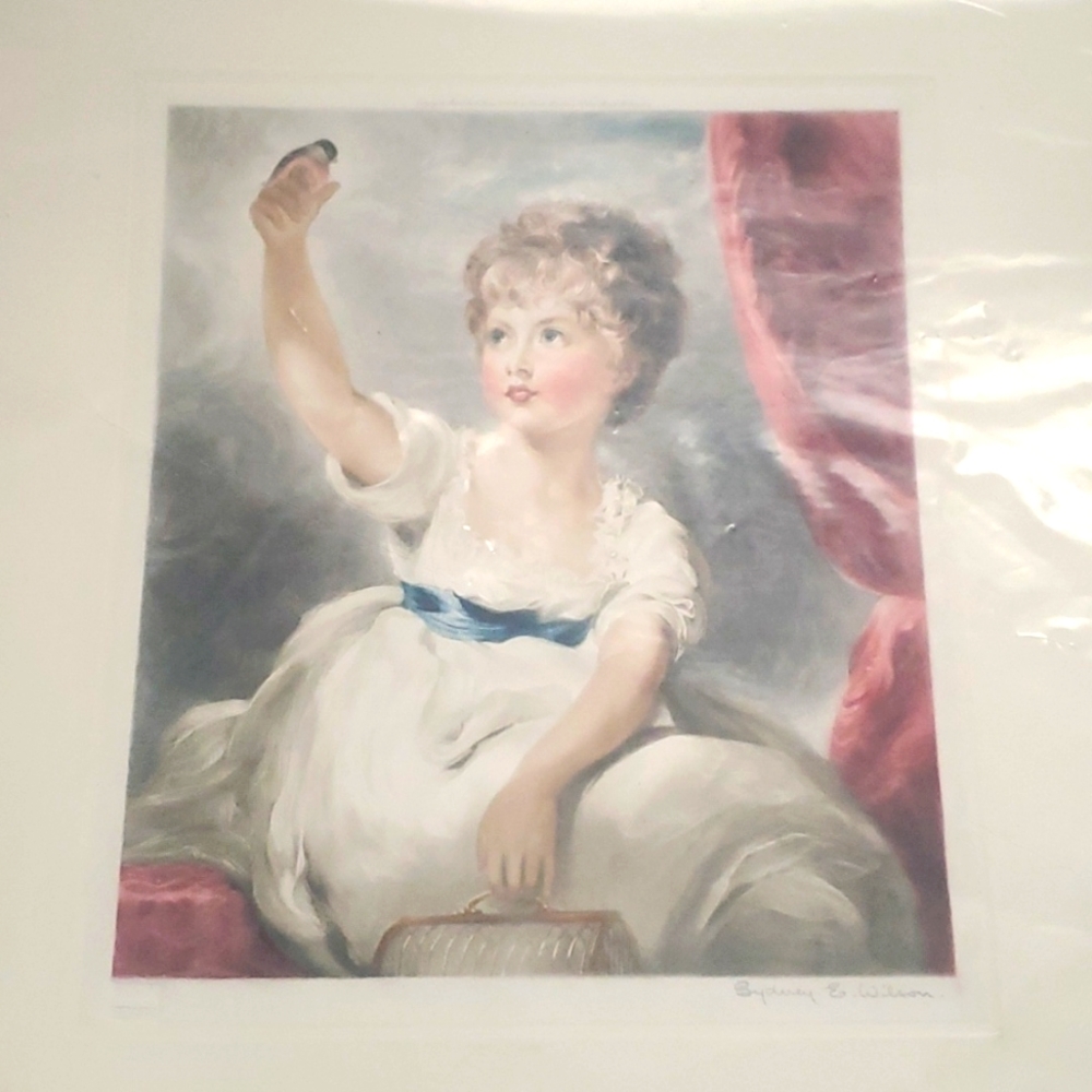 Sydney Ernest Wilson 1919 Copyright Child in White Dress Engraving , Signed.